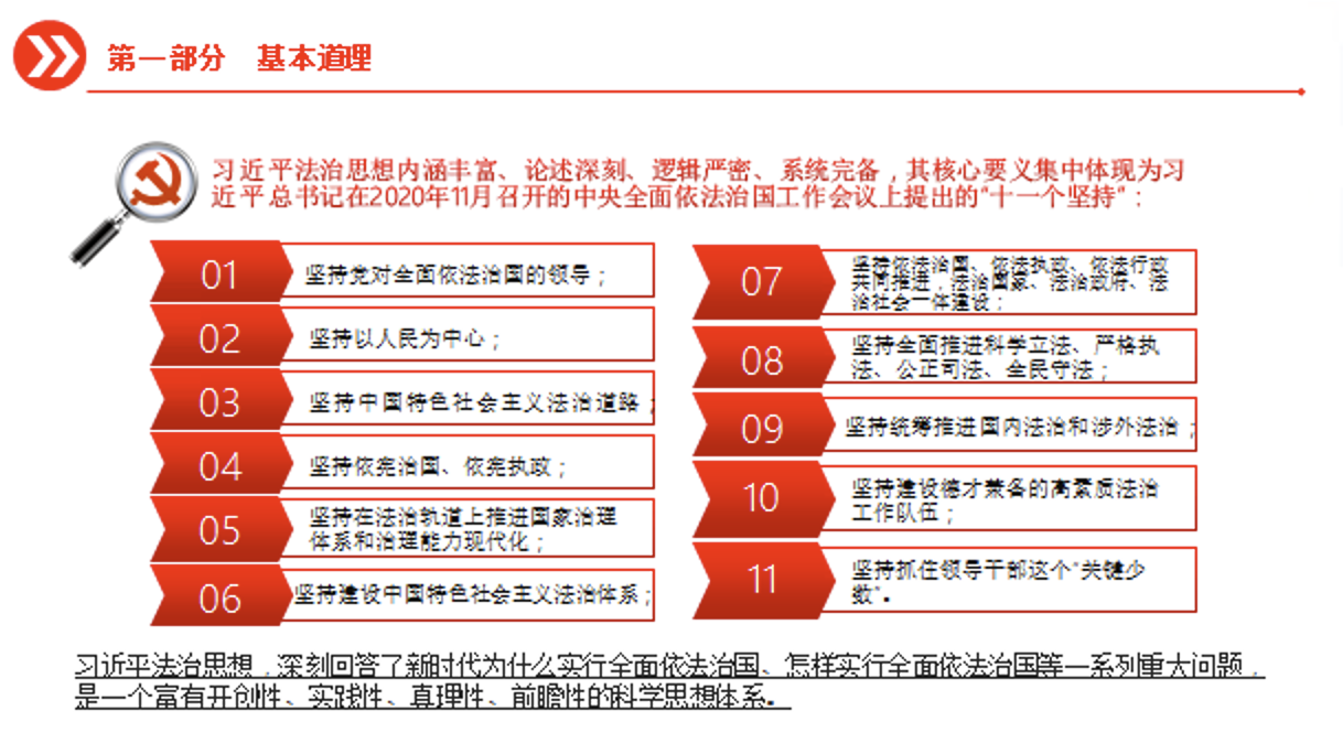 学习法治思想主题党课讲稿+PPT课件：准确把握法治思想的道理学理哲理